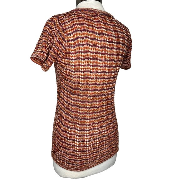 Sabra knit sweater pull over stretch nautical brown short sleeve round neck - Picture 4 of 11